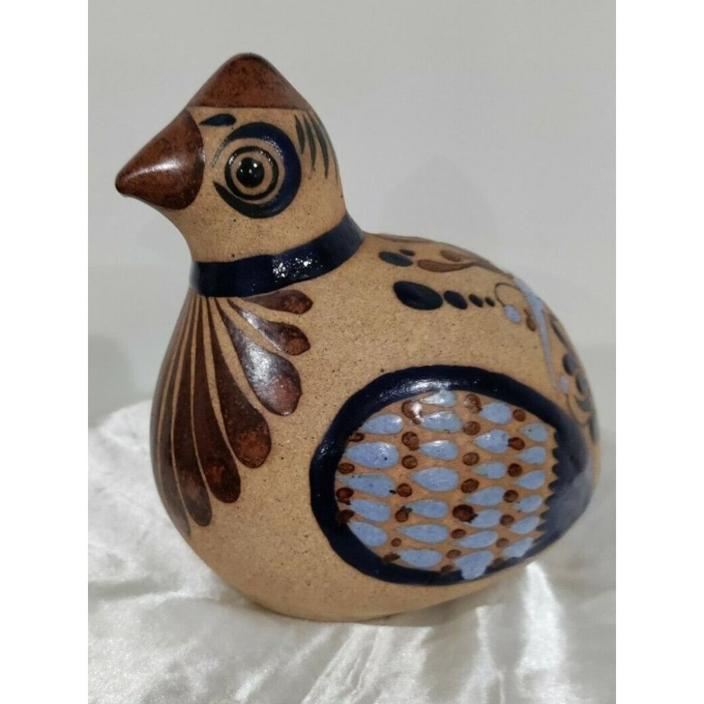 Large Vtg. Tonala Bird Partridge Quail Duck 7" Tal Mexican Folk Art Clay Pottery